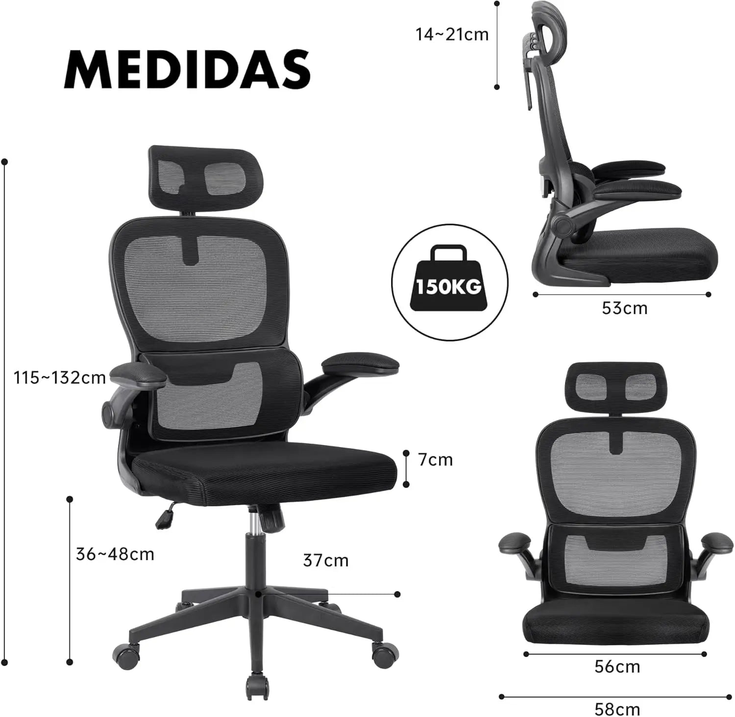Silla de oficina ergonómica con respaldo de malla transpirable y reposacabezas ajustable. Asiento acolchado y cómodo.