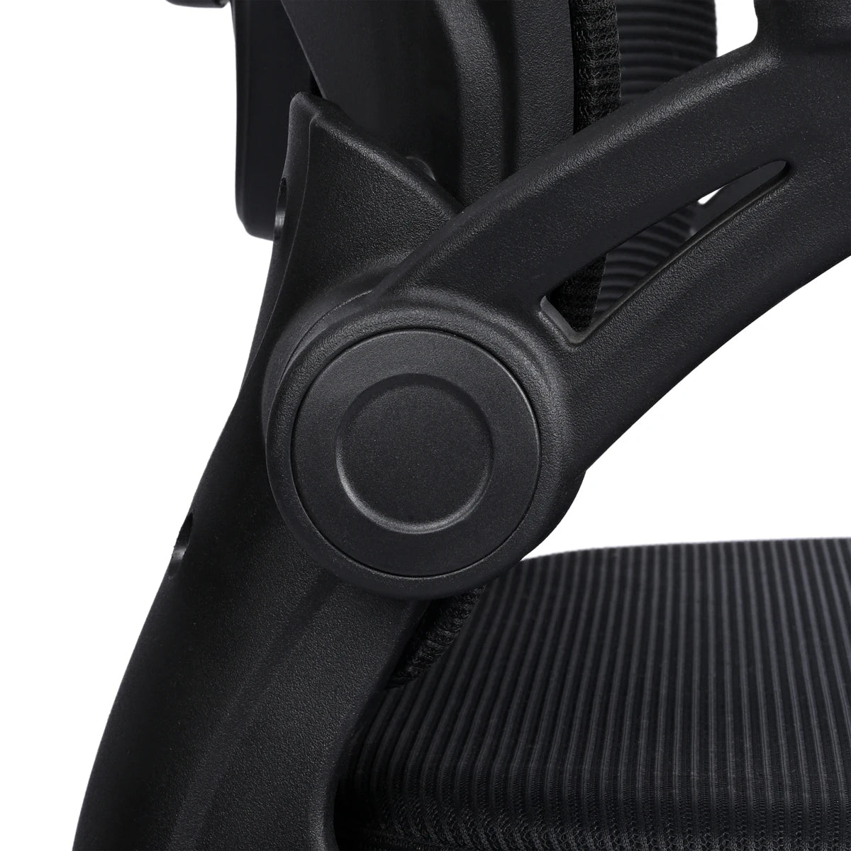 Silla de oficina ergonómica T-Lovendo AM-HOC919-BLACK con soporte lumbar ajustable, malla transpirable, ruedas de rodamiento suave y brazos ajustables para máxima comodidad en entornos domésticos y de oficina.