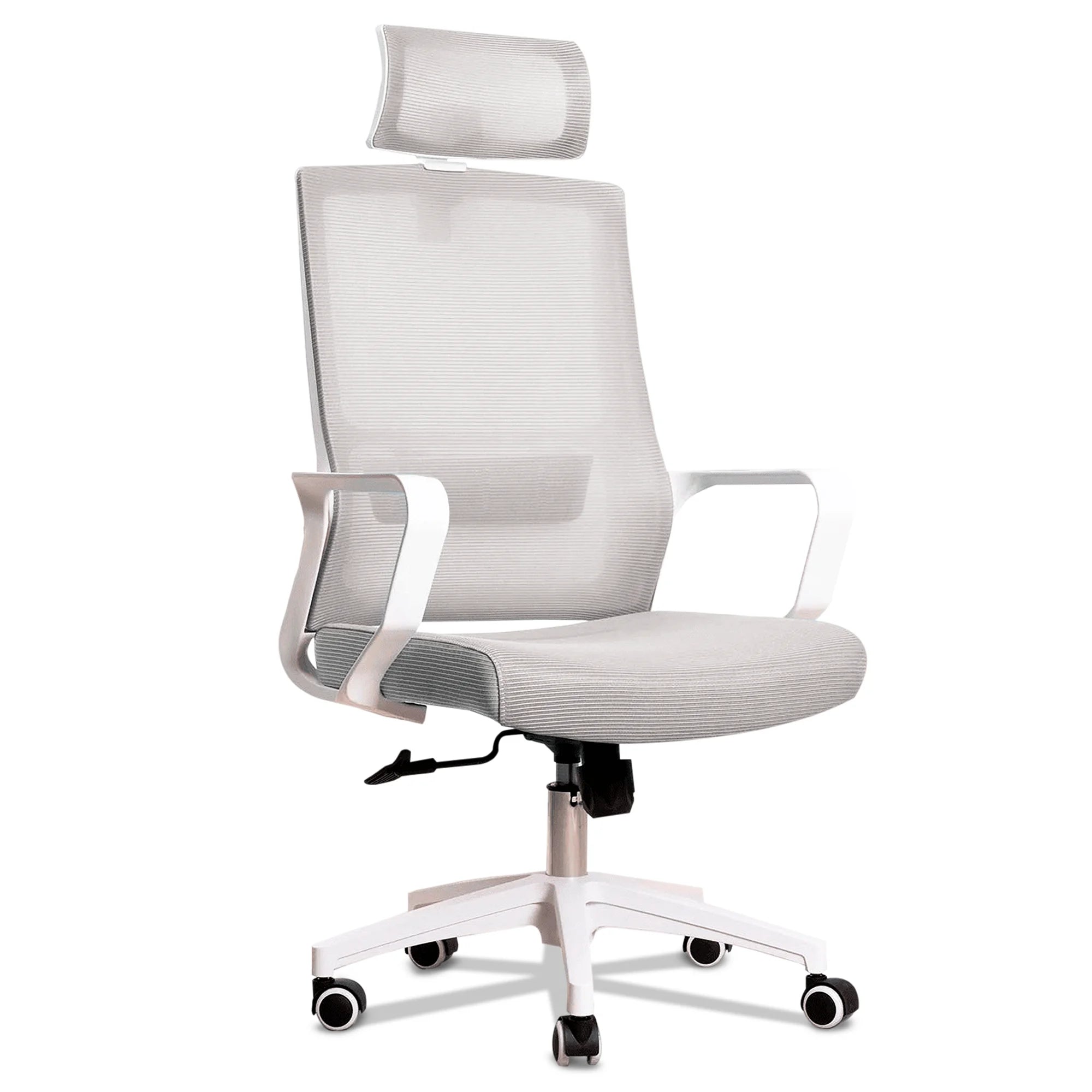 Silla de escritorio ergonómica Jupplies silla de oficina ajustable y reclinable con soporte lumbar, reposacabezas ajustable, malla transpirable, ruedas giratorias 360 ° Soporta hasta 100 kg