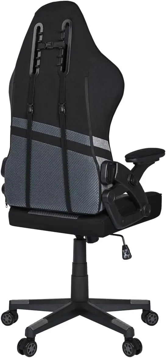 Silla Gaming T-Lovendo Negra-Gris con Altura Ajustable, Ergonómica y Reclinable de Tela