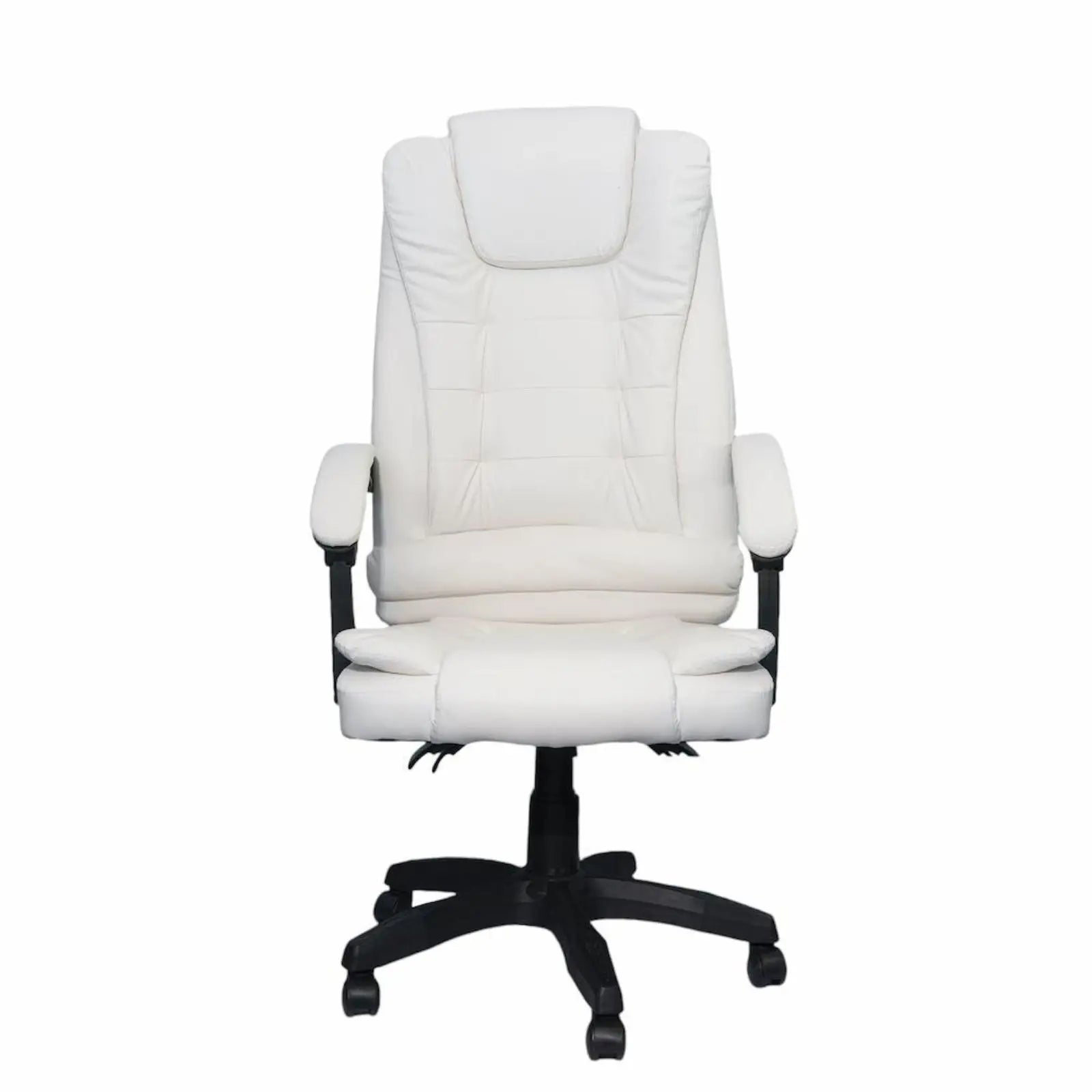 Silla reclinable ejecutiva DASCK: silla de oficina ergonómica de cuero sintético blanco con altura ajustable y acolchado de espuma de alta densidad para mayor comodidad, soporta hasta 150 kg, perfecta para oficina en casa o juegos.