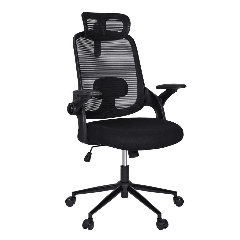 La silla de oficina T-Lovendo 6102-BLACK presenta un diseño ergonómico, altura ajustable y soporte lumbar, confeccionada con malla transpirable para máxima comodidad durante largas horas de trabajo, ideal para oficinas en casa o entornos de estudio.