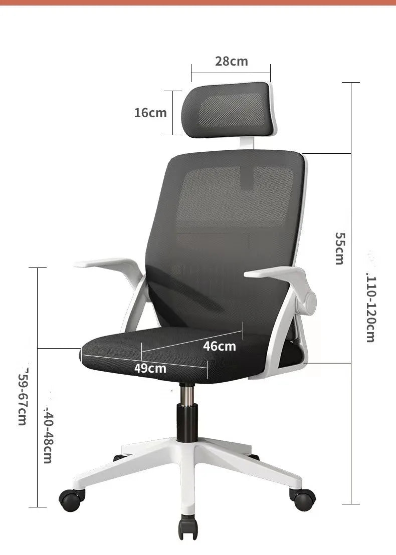 Silla de oficina ergonómica con soporte lumbar y función giratoria para oficina en casa, juegos o escritorio. Carga máxima de 100 kg. Disponible en negro, gris y blanco. Perfecta para sentarse cómodamente y ser productiva.