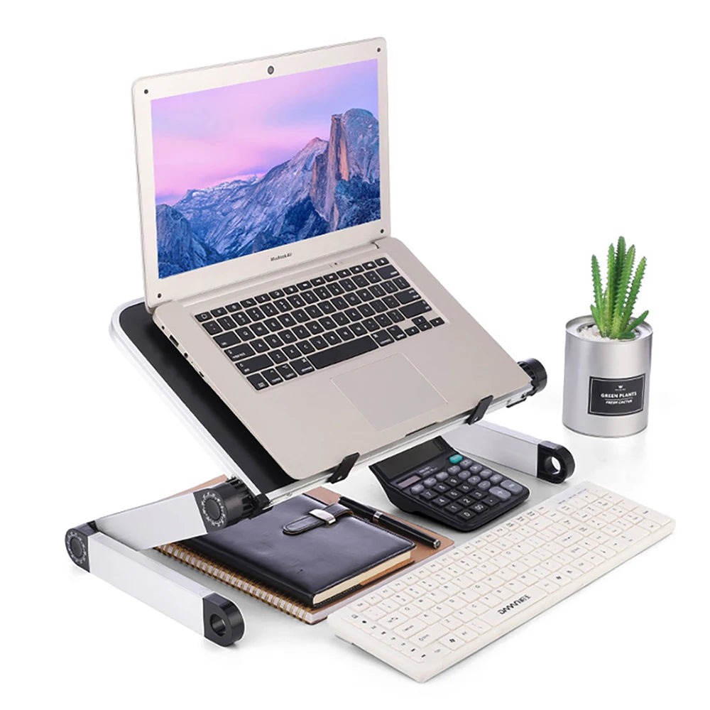 Escritorio portátil ergonómico de aluminio ajustable para TV, cama, sofá, PC, portátil, mesa, soporte de escritorio con alfombrilla para ratón.