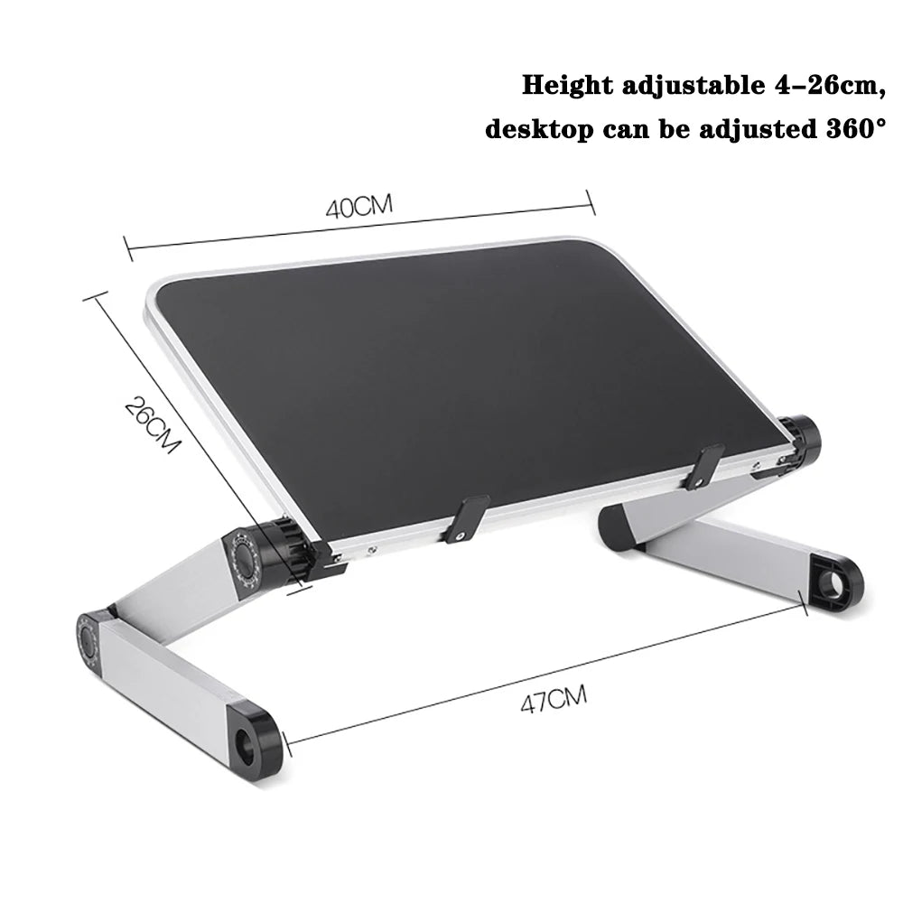 Escritorio portátil ergonómico de aluminio ajustable para TV, cama, sofá, PC, portátil, mesa, soporte de escritorio con alfombrilla para ratón.