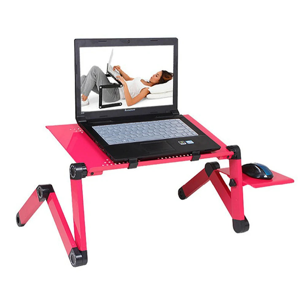 Escritorio portátil ergonómico de aluminio ajustable para TV, cama, sofá, PC, portátil, mesa, soporte de escritorio con alfombrilla para ratón.