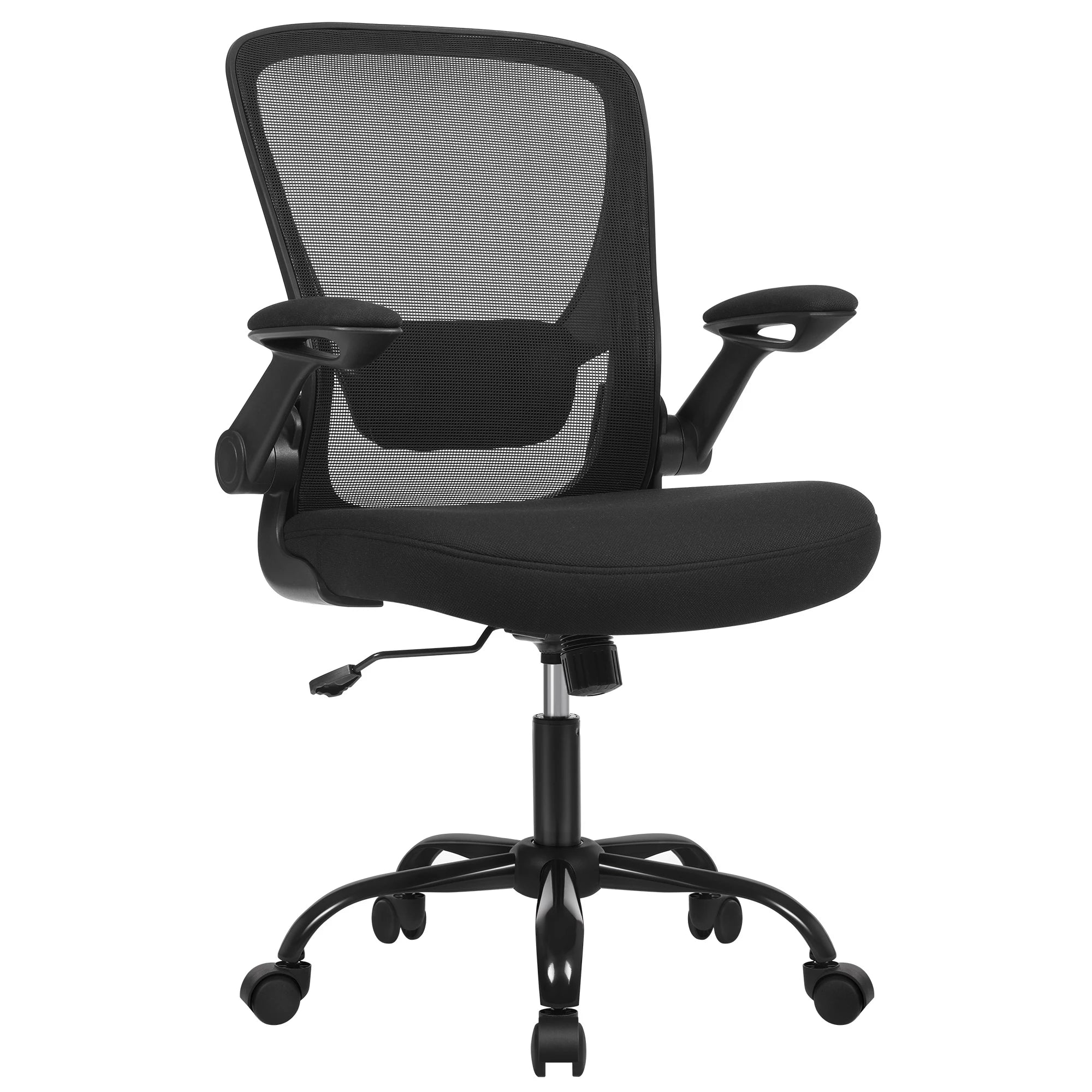 Silla de oficina SONGMICS, silla de escritorio de malla, silla ergonómica para ordenador, soporte lumbar, mecedora, ancho del asiento 53 cm, reposabrazos abatibles