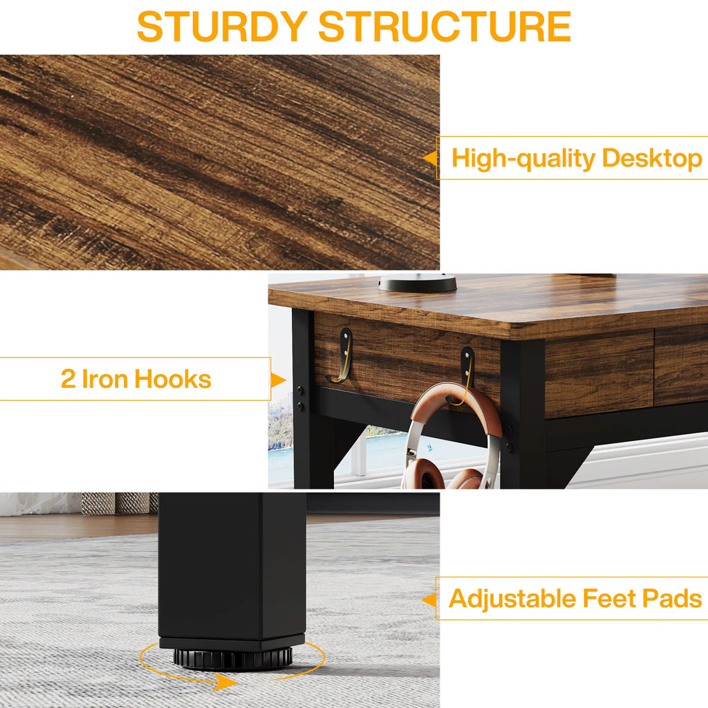 Escritorio para computadora extra largo Tribesigns de 78.7", [Escritorio doble], 2 cajones, escritorio para dos personas, escritorio ejecutivo grande, mesa de escritura