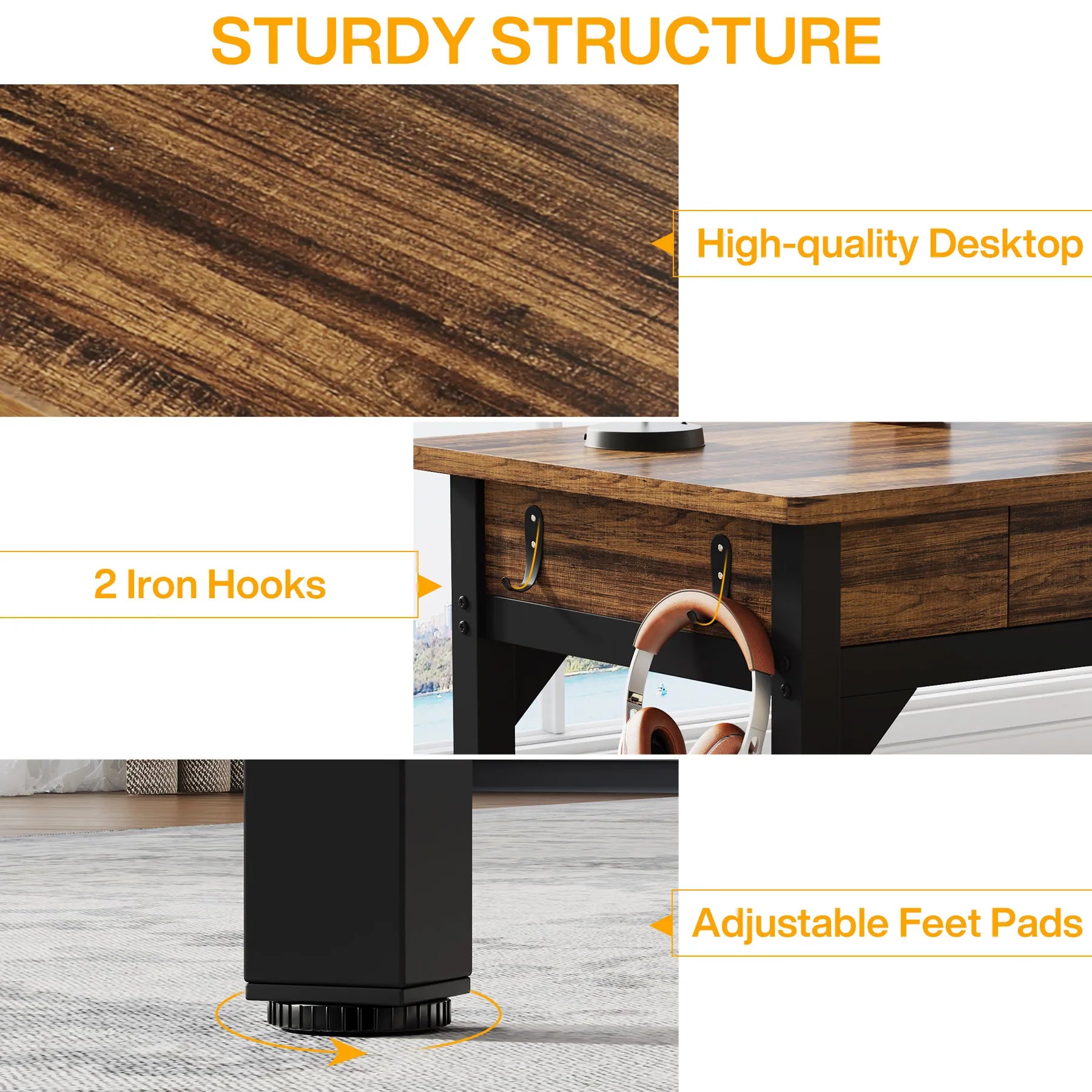 Escritorio para computadora extra largo Tribesigns de 78.7", [Escritorio doble], 2 cajones, escritorio para dos personas, escritorio ejecutivo grande, mesa de escritura