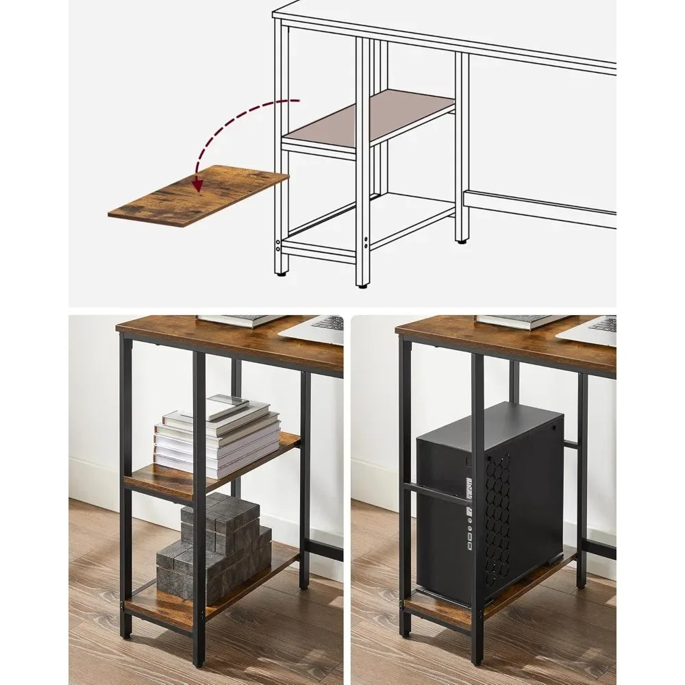 VASAGLE Oficina, Mesa de Trabajo, 100 x 50 x 76 cm, Estilo Moderno, para Estudio Dormitorio Salón Oficina, Rústico Marrón y N