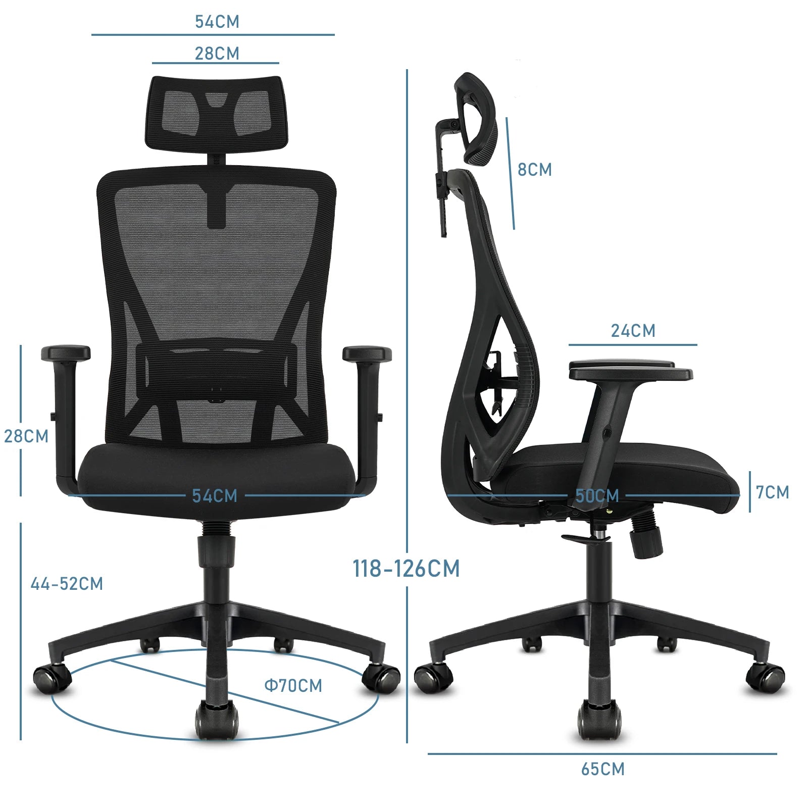 Silla de oficina ergonómica Durrafy con reposacabezas y reposabrazos ajustables, capacidad de carga de 150 kg.