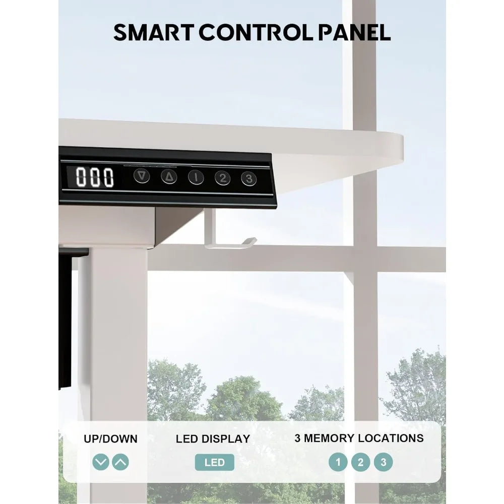 Escritorio elevable, con altura regulable, escritorio eléctrico con altura regulable, 120 x 60 cm, función de memoria de 3 posiciones,
