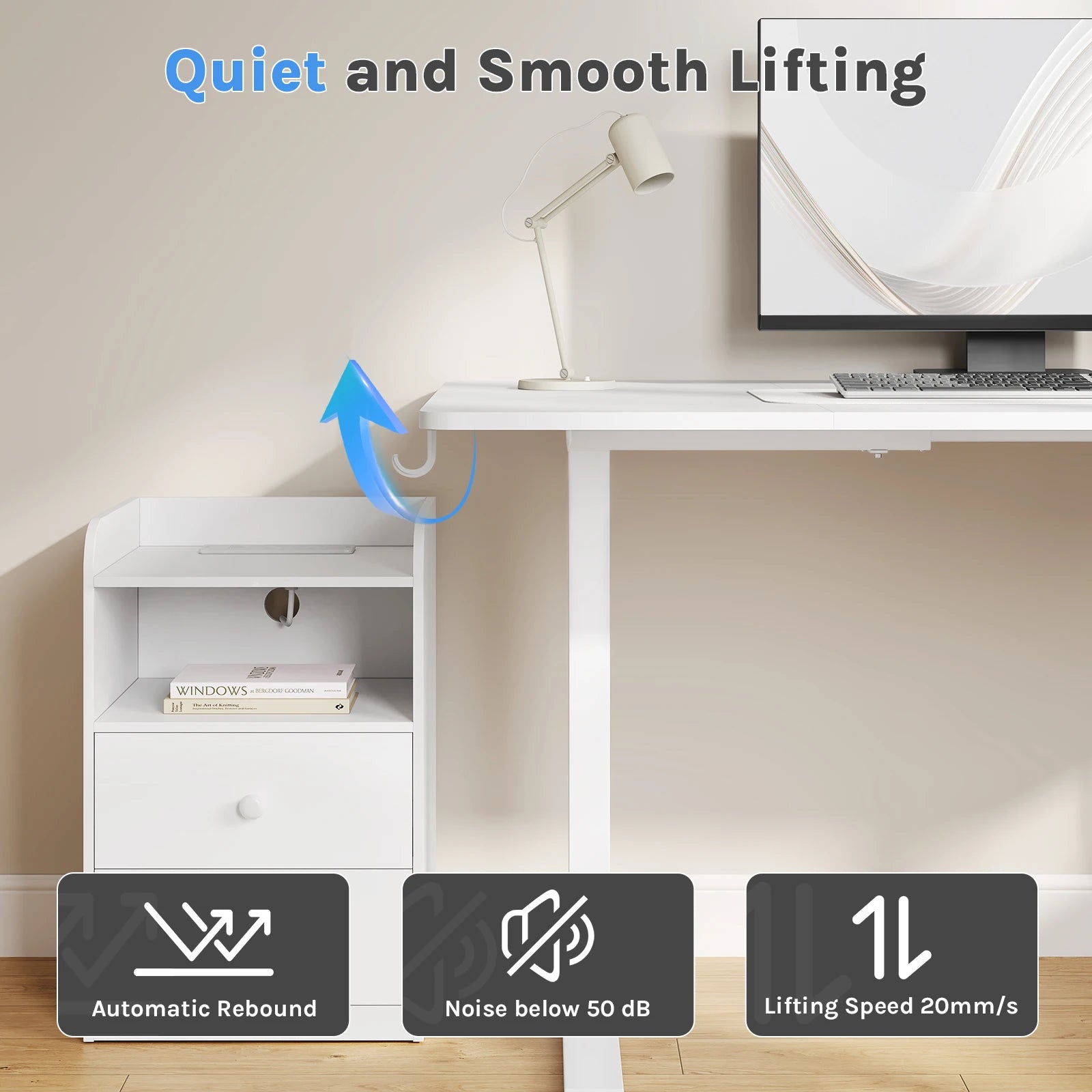 Escritorio eléctrico de pie WOLTU, escritorio de computadora de altura ajustable con puerto de carga USB, mesa de trabajo ergonómica con control de memoria