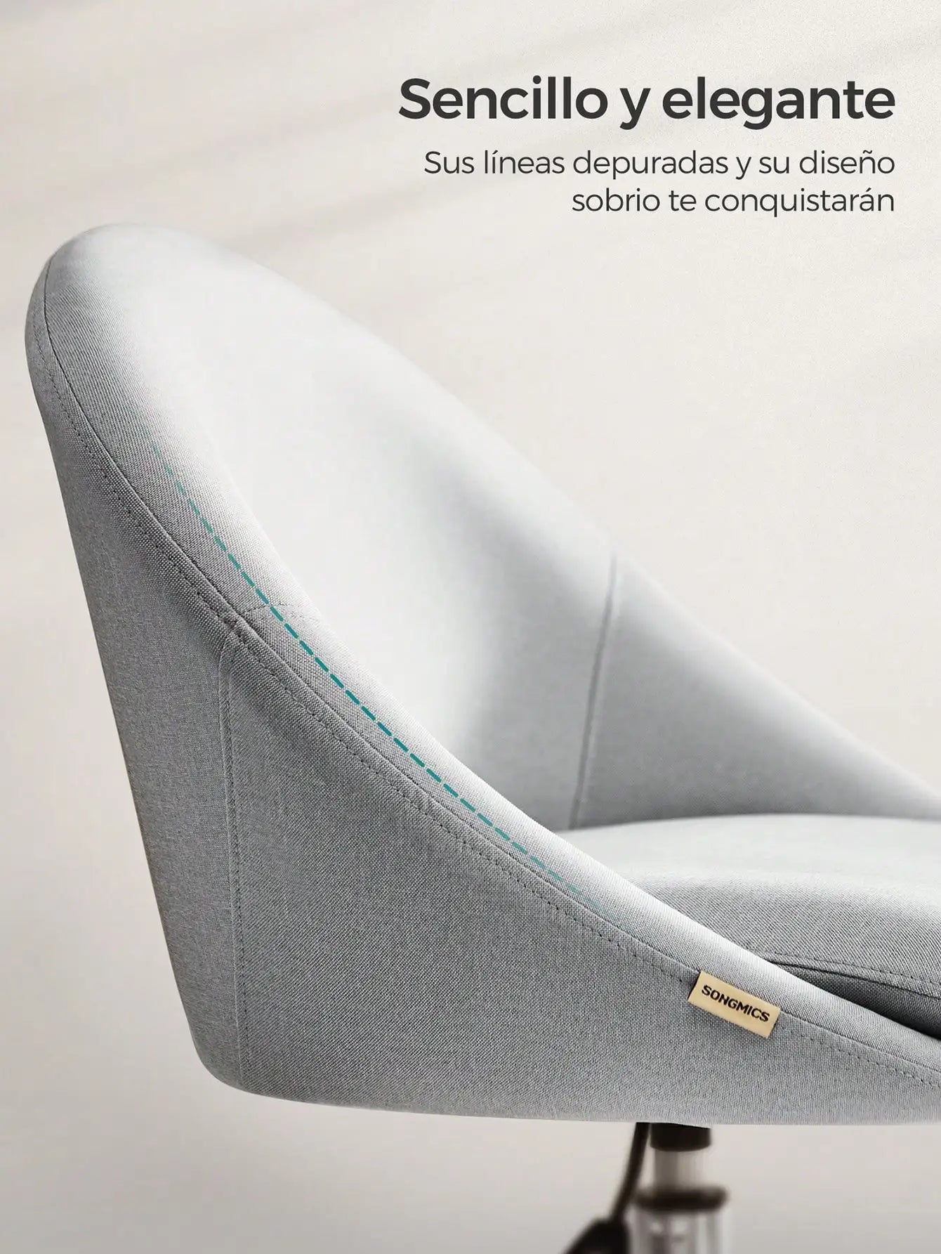 SONGMICS Silla de oficina para el hogar, giratoria de terciopelo, silla de escritorio, acolchada con espuma, altura ajustable, para estudio y dormitorio, gris paloma/azul