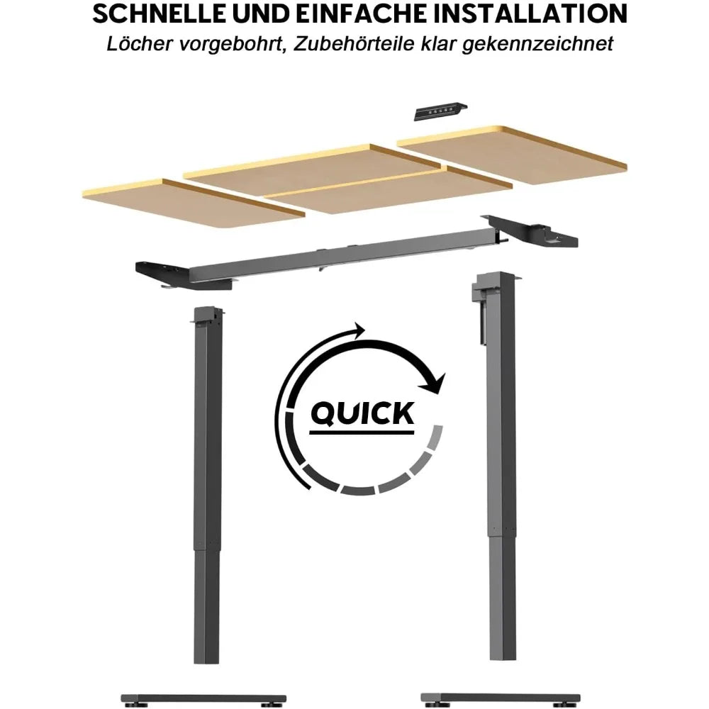 Escritorio Eléctrico elevable, Altura Ajustable, 120 - 60 cm, Función Memoria de Posición, con gestión de Cables y Ganchos.
