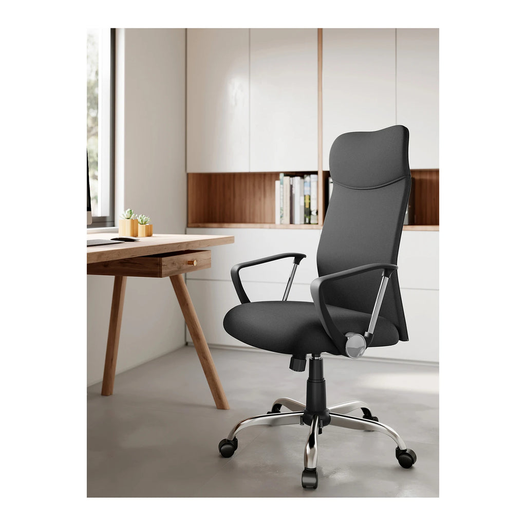 Silla de oficina SONGMICS, silla ergonómica de escritorio, silla giratoria, asiento tapizado, altura e inclinación ajustables, carga 120 kg, color negro tinta