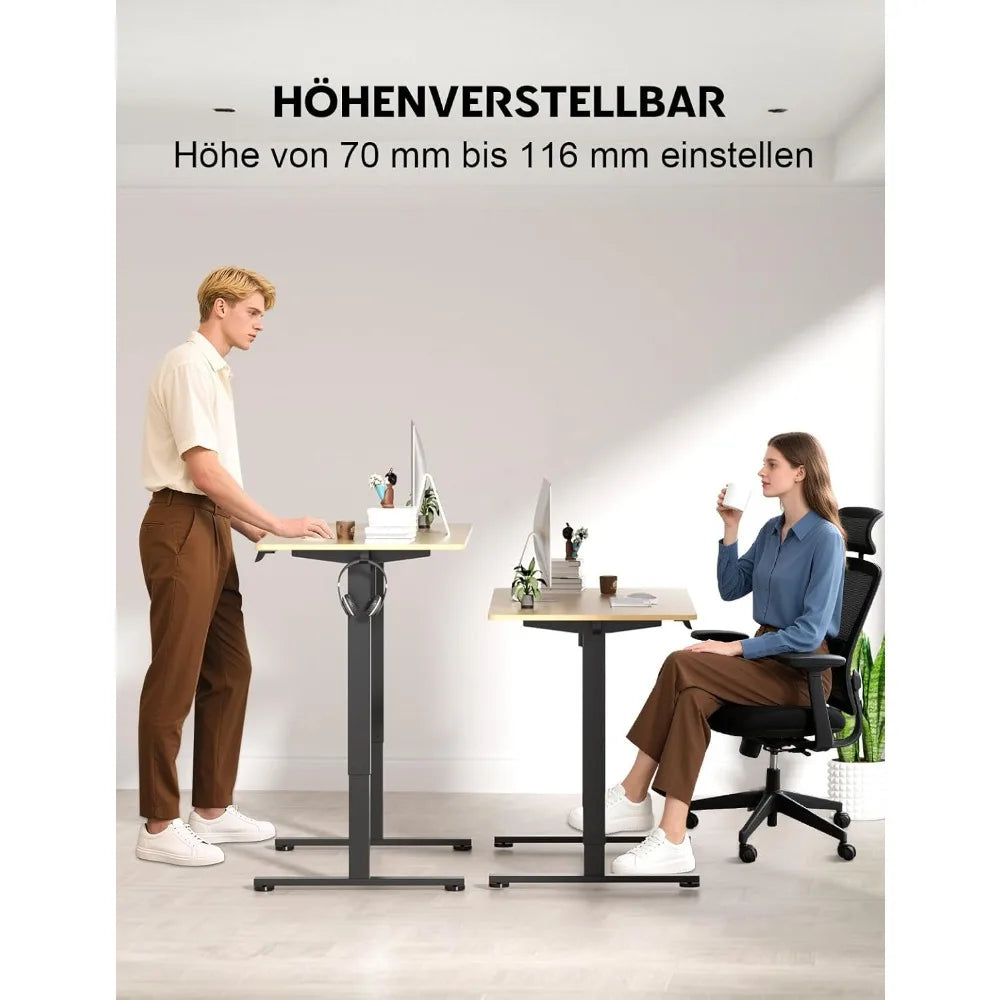 Escritorio Eléctrico elevable, Altura Ajustable, 120 - 60 cm, Función Memoria de Posición, con gestión de Cables y Ganchos.