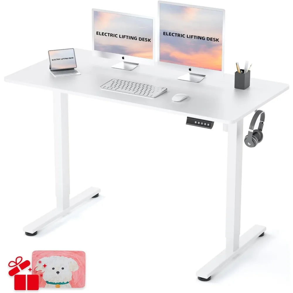 Escritorio elevable, con altura regulable, escritorio eléctrico con altura regulable, 120 x 60 cm, función de memoria de 3 posiciones,