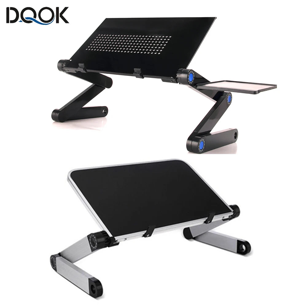 Escritorio portátil ergonómico de aluminio ajustable para TV, cama, sofá, PC, portátil, mesa, soporte de escritorio con alfombrilla para ratón.