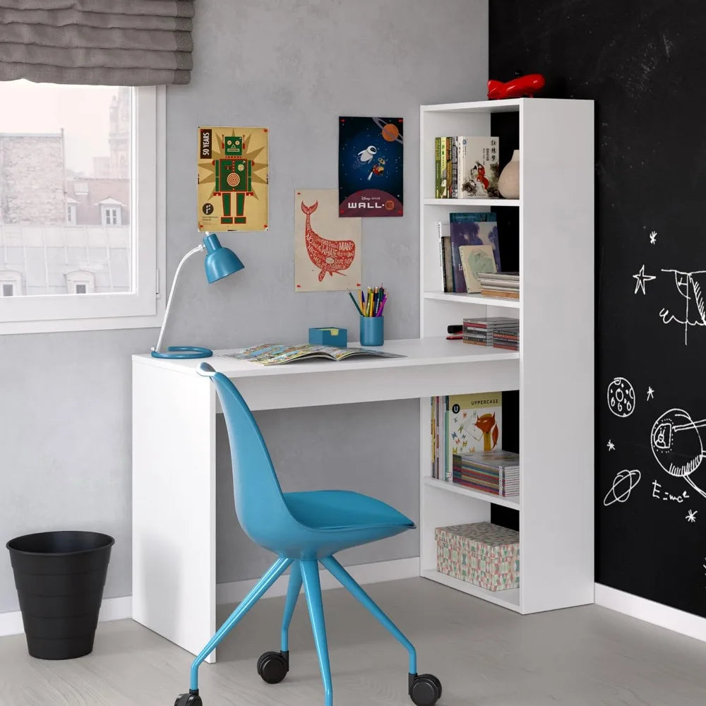 Escritorio para Computadora, Oficina con Estante Reversible, Blanco Artik, Modelo Doble, Medidas: 120 cm (Ancho) x 53 cm (Fondo) x 1