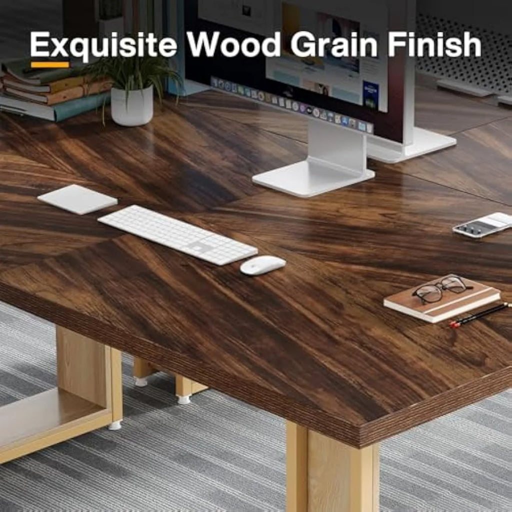 Escritorio de madera de 160 cm para oficina en casa, ideal para sala de estudio. Escritorio sencillo. Escritorios grandes de madera para computadora. Escritorio rústico marrón.