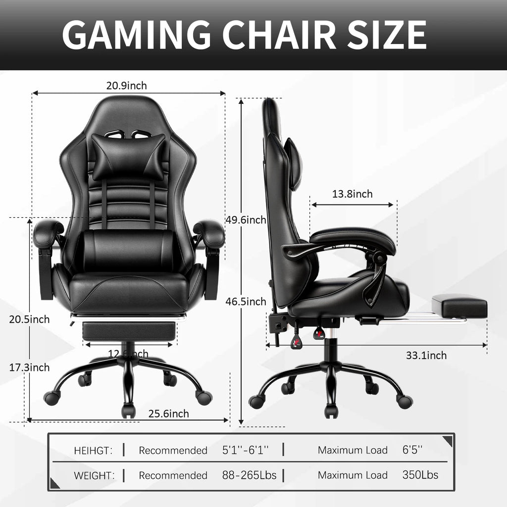 Silla ejecutiva ergonómica para juegos con reposapiés estilo carrera reclinable