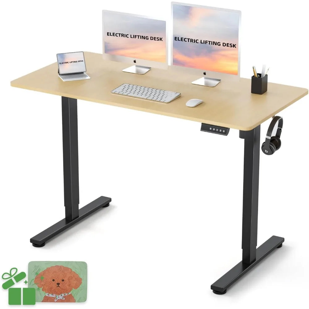 Escritorio Eléctrico elevable, Altura Ajustable, 120 - 60 cm, Función Memoria de Posición, con gestión de Cables y Ganchos.