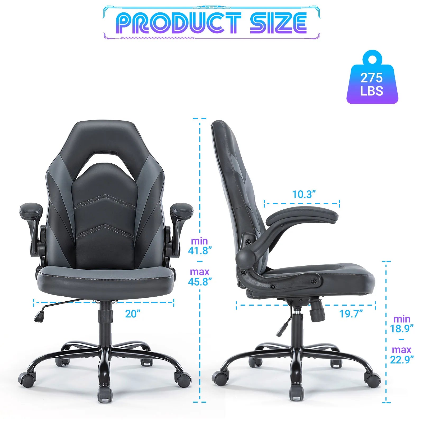 Silla ergonómica de escritorio para juegos JHK, ajustable, de cuero sintético, con reposabrazos abatible para Navidad