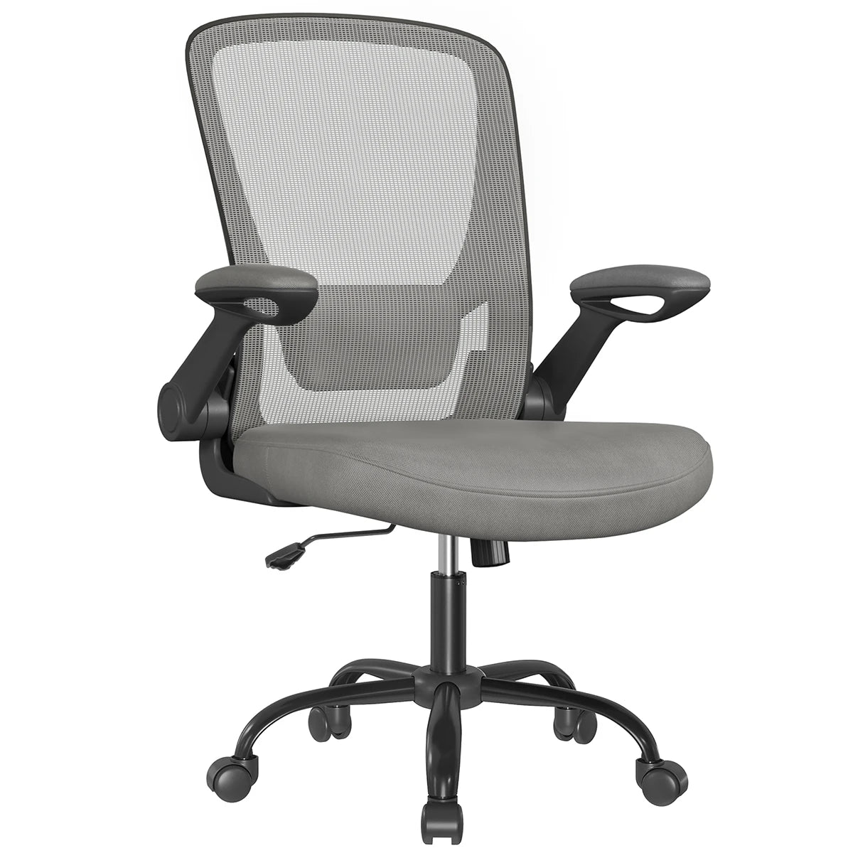 Silla de oficina SONGMICS, silla de escritorio de malla, silla ergonómica para ordenador, soporte lumbar, mecedora, ancho del asiento 53 cm, reposabrazos abatibles