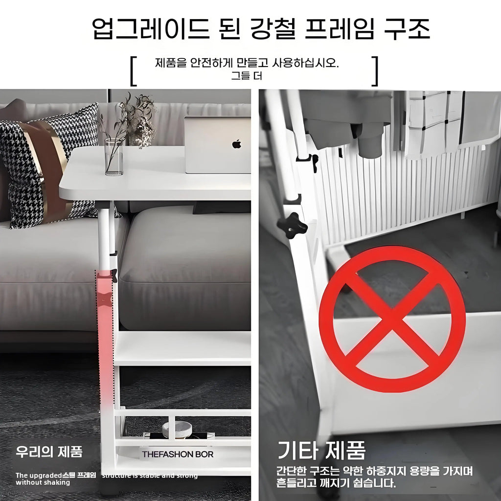 Escritorio de oficina de doble capa, mesita de noche móvil para computadora con estante de almacenamiento, portátil, blanco, mesa elevadora para dormitorio, muebles