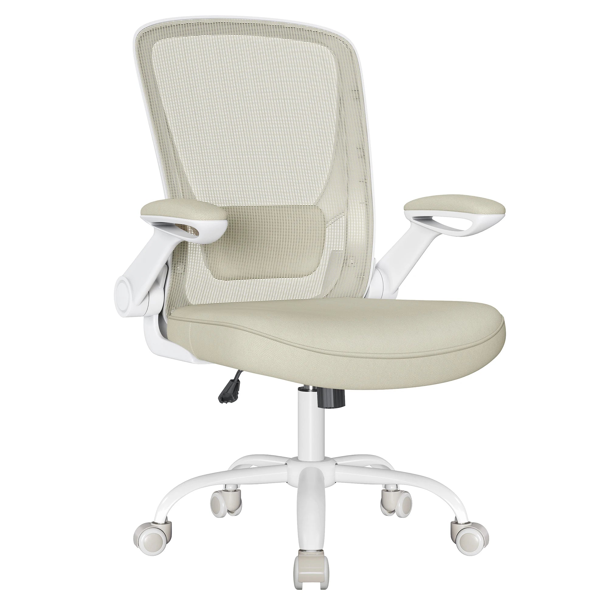 Silla de oficina SONGMICS, silla de escritorio de malla, silla ergonómica para ordenador, soporte lumbar, mecedora, ancho del asiento 53 cm, reposabrazos abatibles