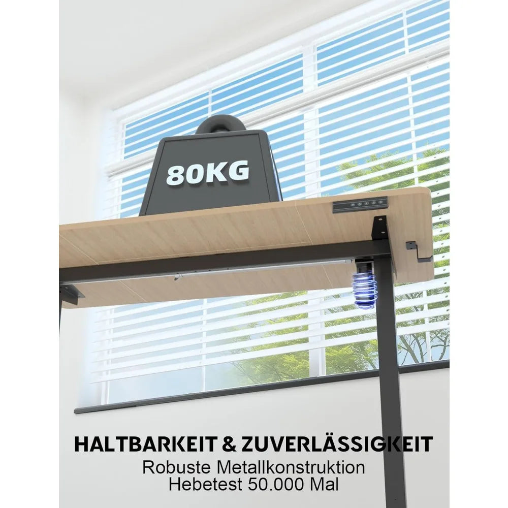 Escritorio Eléctrico elevable, Altura Ajustable, 120 - 60 cm, Función Memoria de Posición, con gestión de Cables y Ganchos.