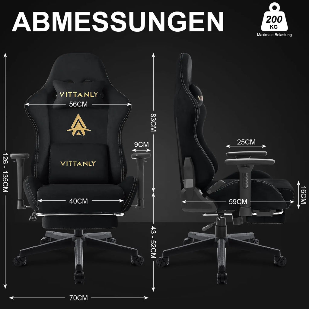 Silla gaming Kitinjoy de alta calidad con reposapiés ajustable en altura, cómoda silla de oficina unisex para ordenador.