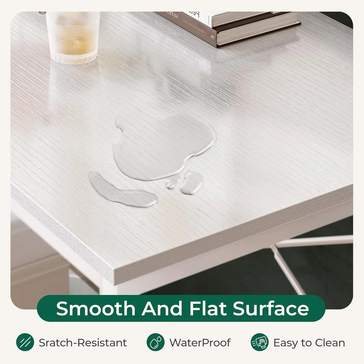 Escritorio de computadora en forma de L de madera con estantes abiertos, escritorio de estudio de 120 cm para sala de estudio, dormitorio, oficina en casa, color blanco