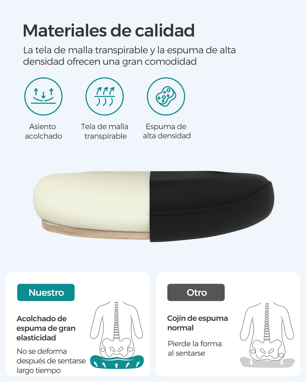 Silla de oficina SONGMICS, silla de escritorio de malla, silla ergonómica para ordenador, soporte lumbar, mecedora, ancho del asiento 53 cm, reposabrazos abatibles