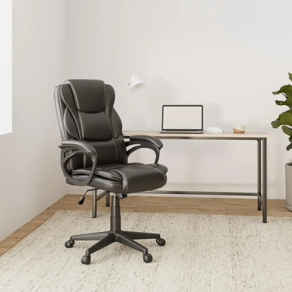 Silla ejecutiva reclinable de oficina con respaldo alto y función de inclinación, altura ajustable ergonómica