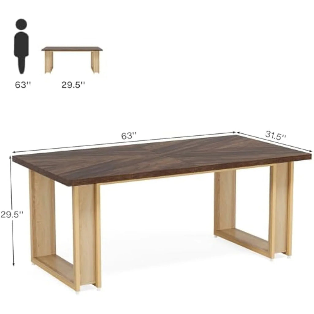 Escritorio de madera de 160 cm para oficina en casa, ideal para sala de estudio. Escritorio sencillo. Escritorios grandes de madera para computadora. Escritorio rústico marrón.