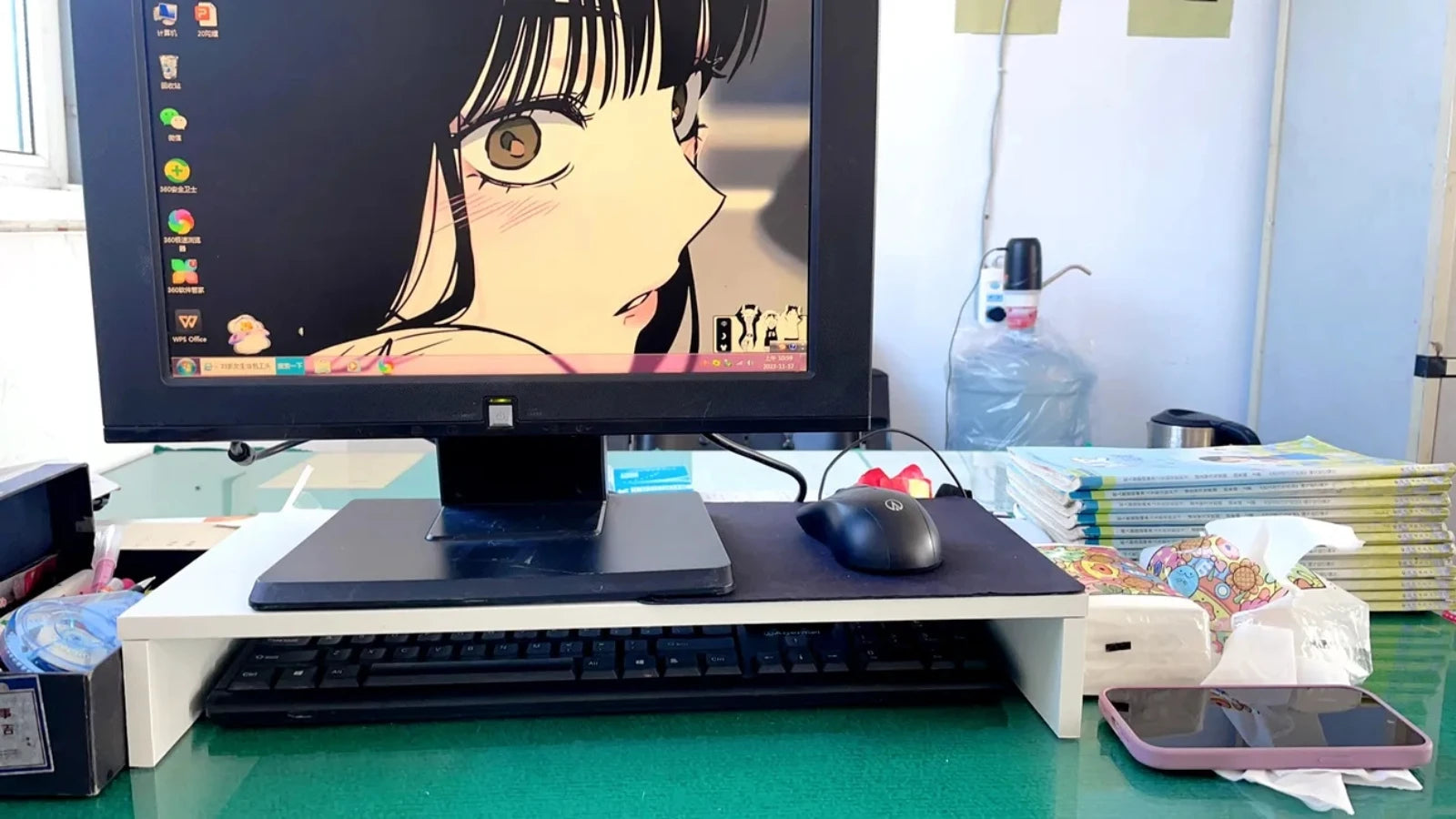 Soporte elevador para monitor - Soporte ergonómico para computadora portátil Organizador de escritorio Almacenamiento de teclado