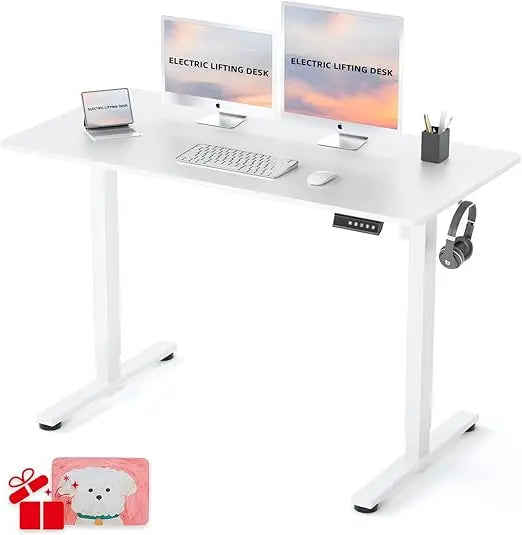 Escritorio elevable, con altura regulable, escritorio eléctrico con altura regulable, 120 x 60 cm, función de memoria de 3 posiciones,