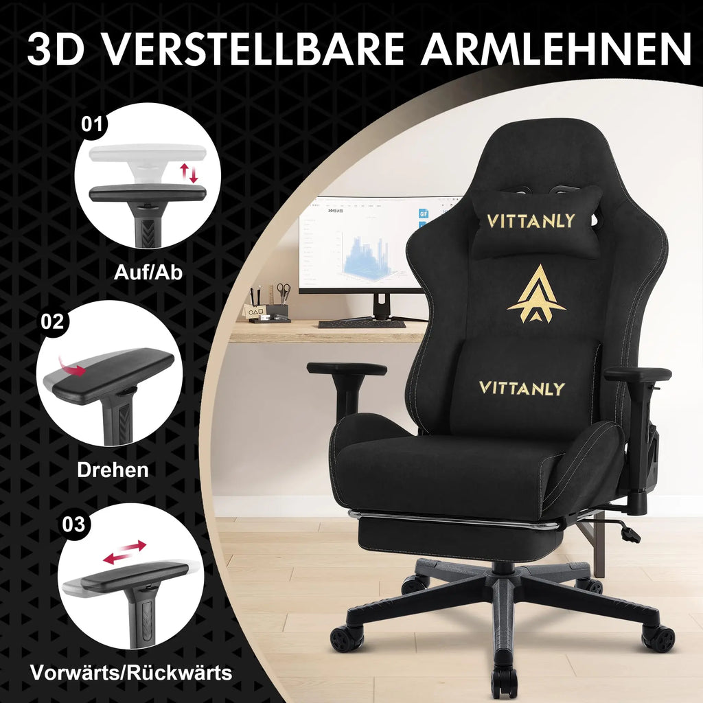 Silla gaming Kitinjoy de alta calidad con reposapiés ajustable en altura, cómoda silla de oficina unisex para ordenador.