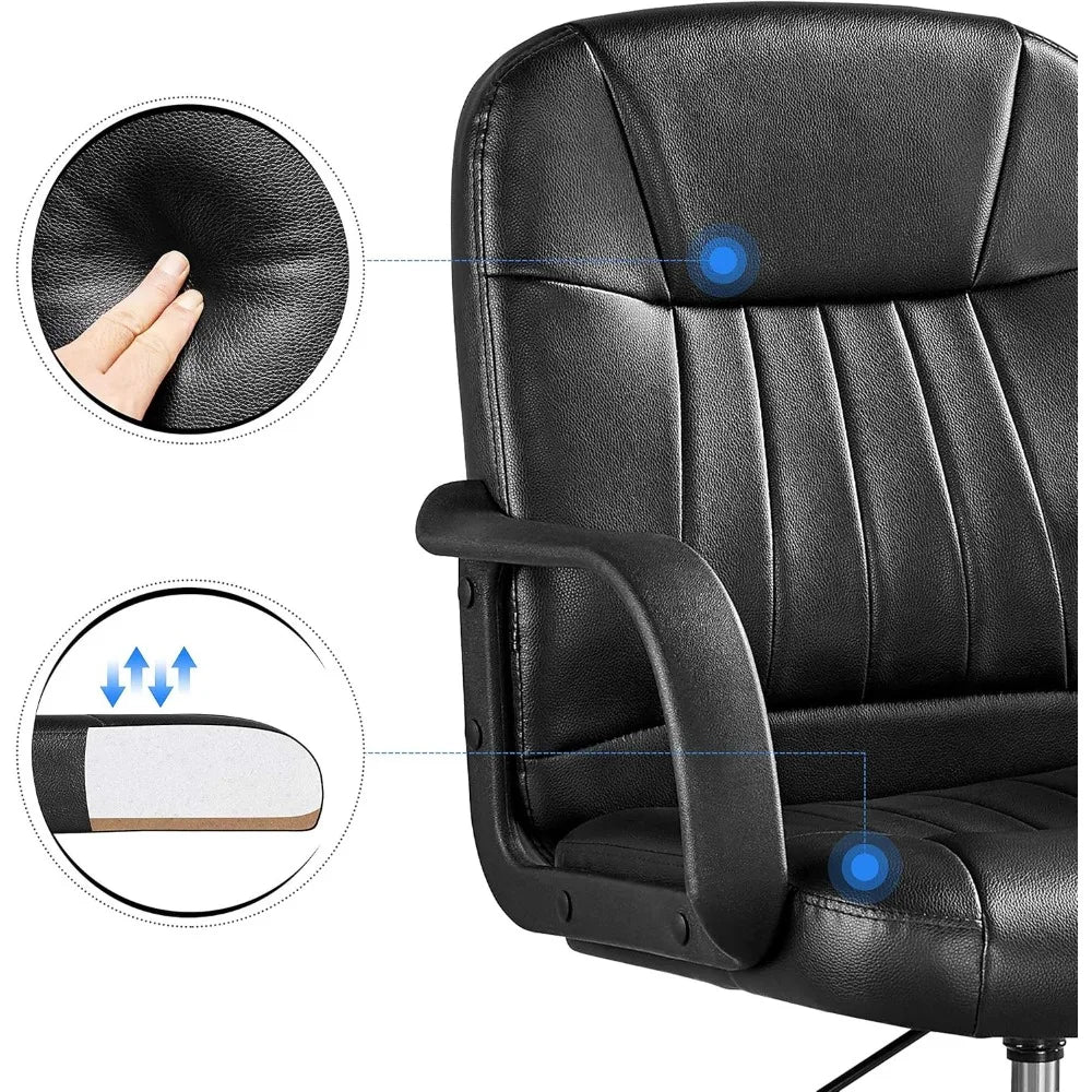 Silla ejecutiva ergonómica de oficina con asiento acolchado y altura ajustable y reposabrazos