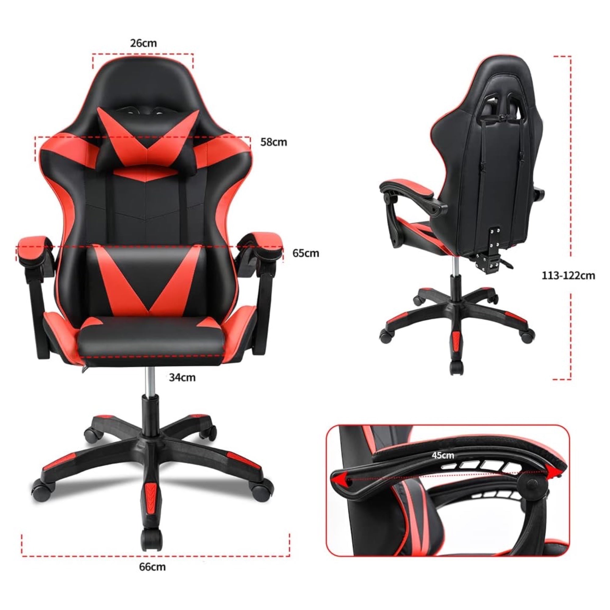 Silla gaming giratoria para escritorio, oficina y juegos online. Silla gaming ergonómica con altura ajustable, fabricada en piel sintética. Silla de carreras para videojuegos y oficina. Ergonómica y con un diseño moderno (S001).