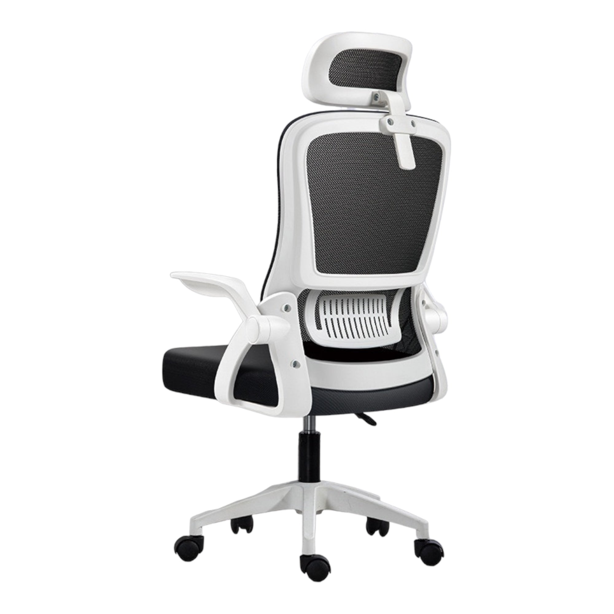 Silla de oficina, silla gamer, escritorio ergonómico con reposacabezas ajustable y soporte para bombilla, respaldo de malla transpirable, reposabrazos plegables de 90 grados, rotación de 360 ​​grados (SF168-002)