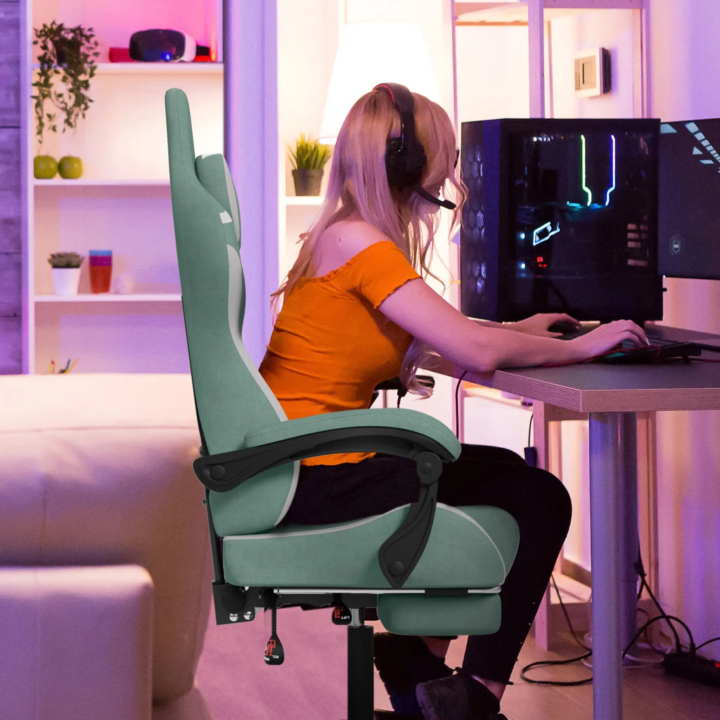 Ergonomic Gaming and Office Chair with Lumbar Support & Headrest Adjustable Height, Built in Footrest, 135kg Weight Capacity, Ideal for PC Gaming and Work, Pc Gaming Chair, Gaming Ergonomic Chair, Adjustable Computer Chair, S
