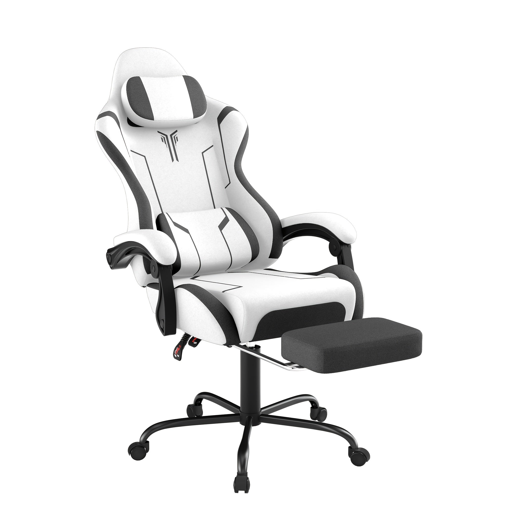 Gaming Chair Ergonomic with Adjustable Lumbar Cushion & Headrest Cushion & Armrests & Footrest Office Chair PC Computer Chair 135° Tilt Racing Gamer Chair, 150kg Load Capacity, Gaming Chairs for Gamers, Gaming Chair with Lum