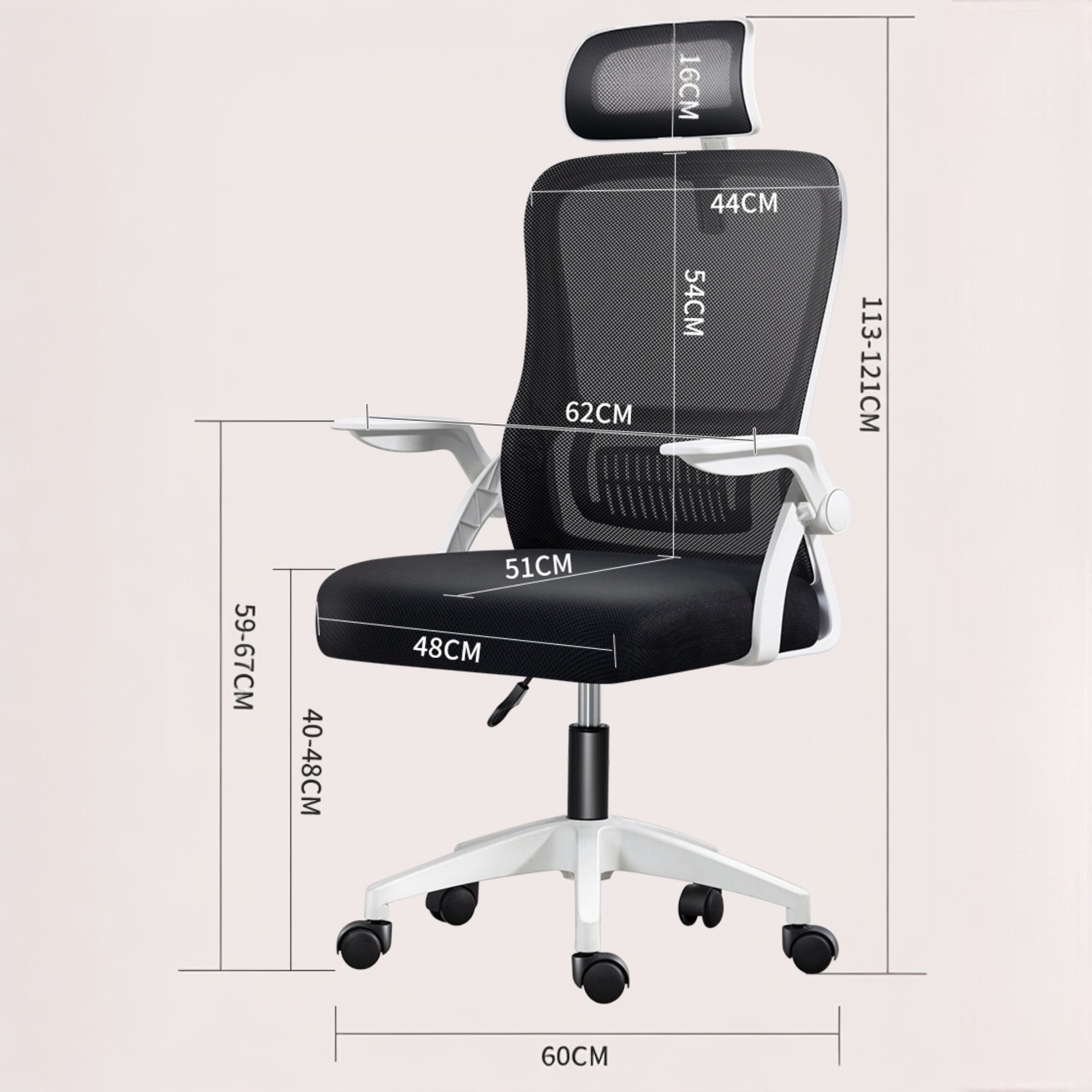 Silla de oficina, silla gamer, escritorio ergonómico con reposacabezas ajustable y soporte para bombilla, respaldo de malla transpirable, reposabrazos plegables de 90 grados, rotación de 360 ​​grados (SF168-002)