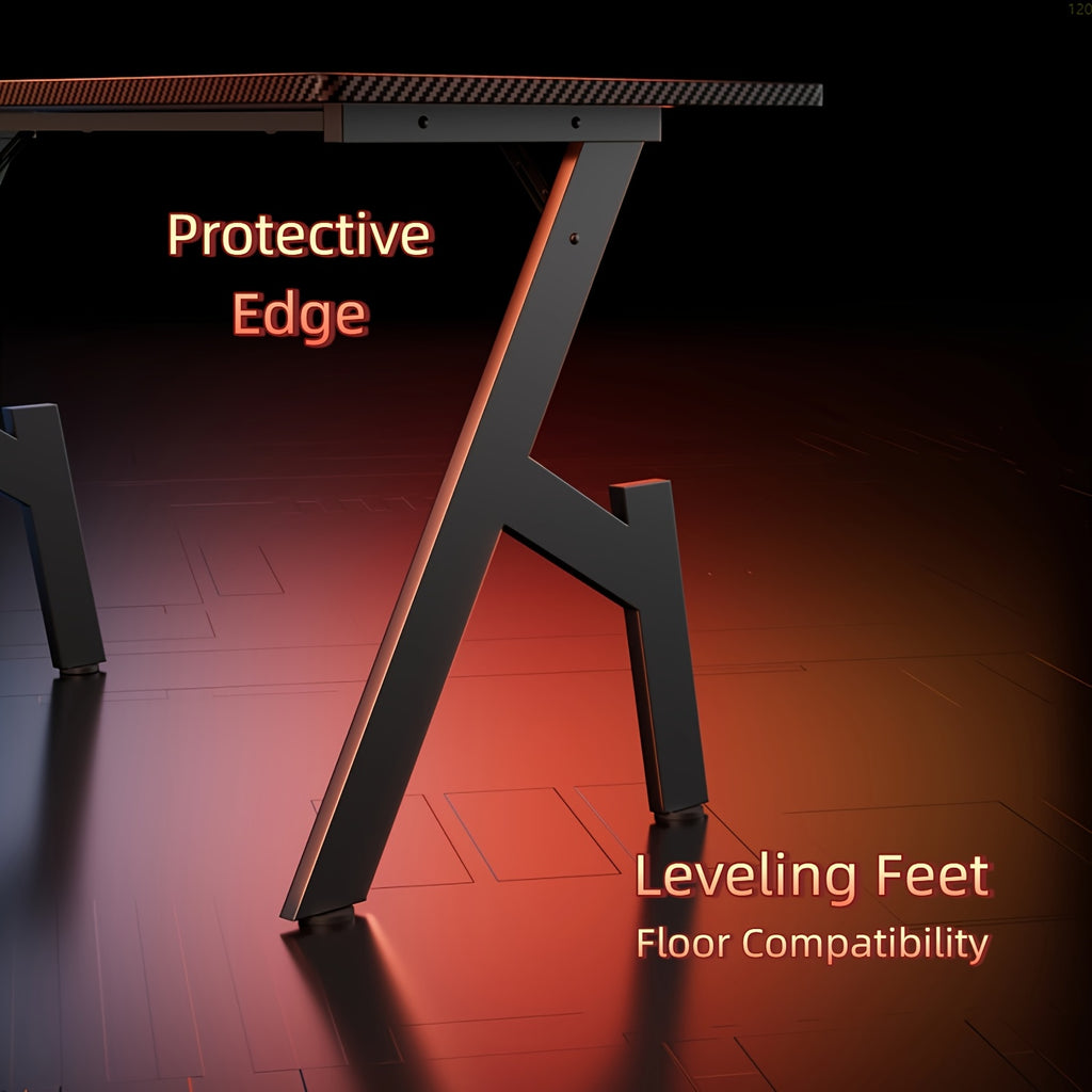 Escritorio gaming de 80/100 cm con superficie de fibra de carbono | Escritorio grande en forma de A, estación de trabajo ergonómica para PC, mobiliario de oficina para el hogar, regalo para hombre, stock local