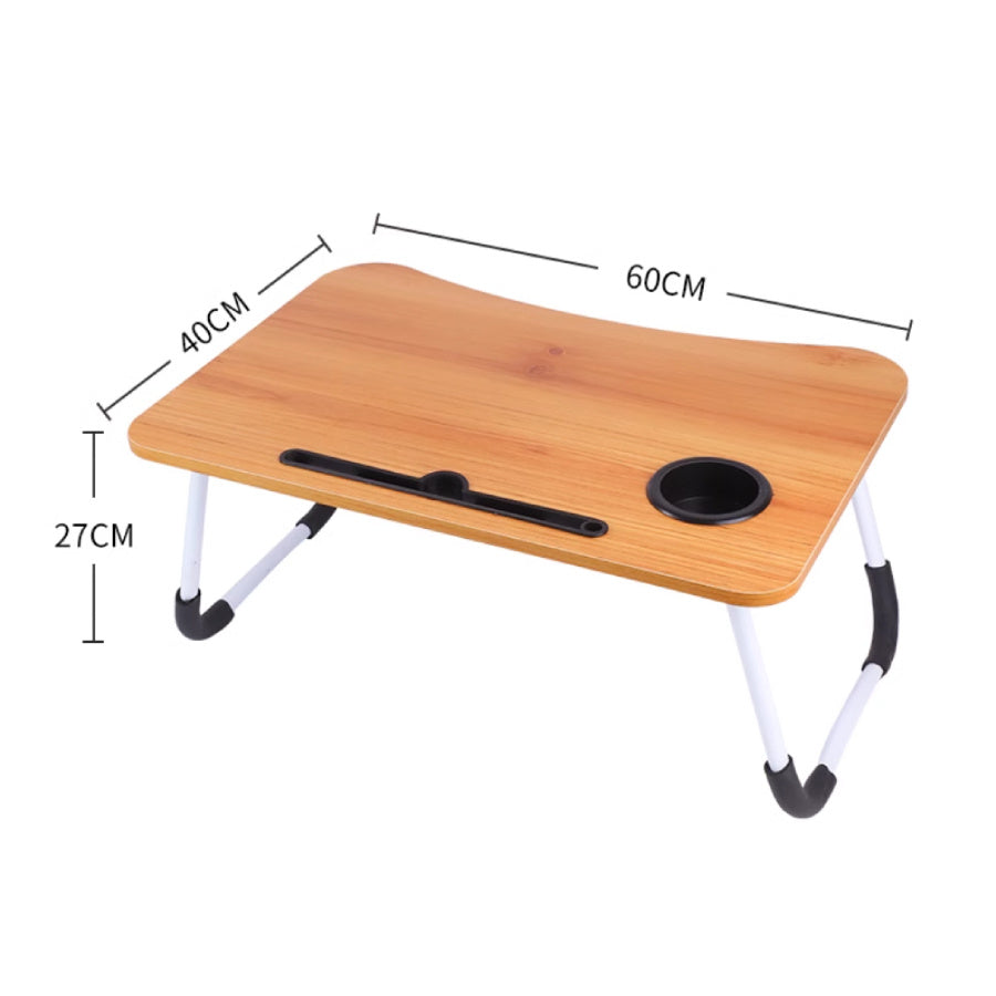 Escritorio para computadora portátil, plegable, mesa negra y marrón perezosa, entrega aleatoria, escritorio pequeño, piso de dormitorio, descanso simple, dormitorio, estudio de estudiantes con ranura para tazas, ranura plana.