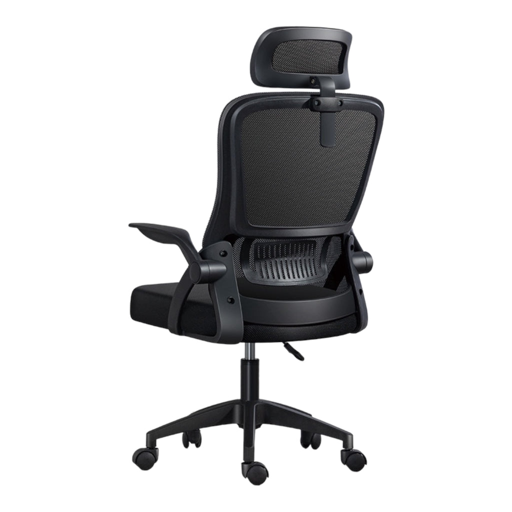 Silla de oficina, silla gamer, escritorio ergonómico con reposacabezas ajustable y soporte para bombilla, respaldo de malla transpirable, reposabrazos plegables de 90 grados, rotación de 360 ​​grados (SF168-002)