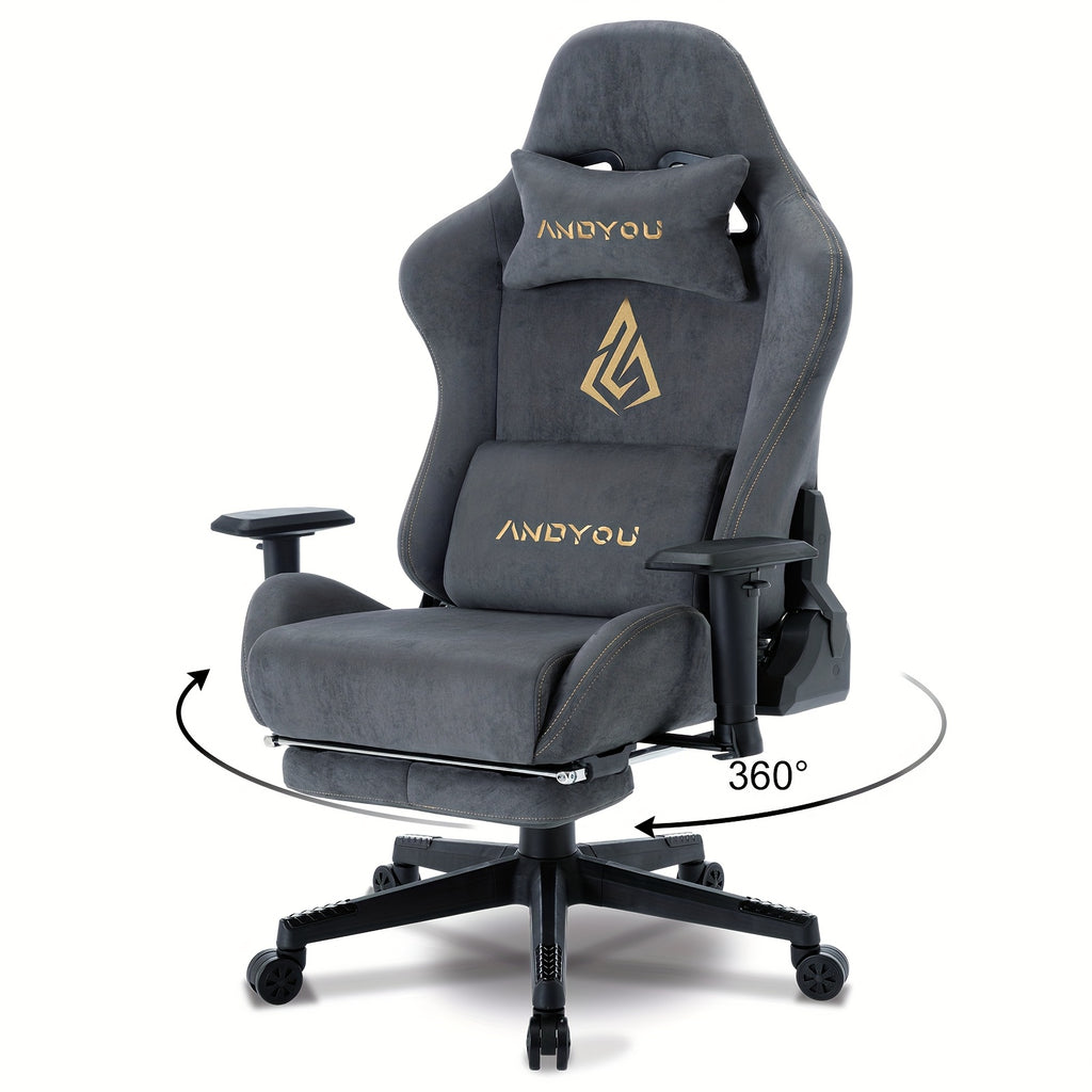 Silla Gaming ANDYOU | Silla de oficina transpirable con tela suave de piel sintética de alta calidad | Silla ergonómica ajustable para PC con reposapiés, regalo de Navidad perfecto para jugadores y usuarios de oficina en casa.